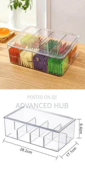 8Grid Transparent Acrylic Tea-Bag Organizer With Lid