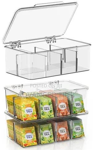 8Grid Transparent Acrylic Tea-Bag Organizer With Lid