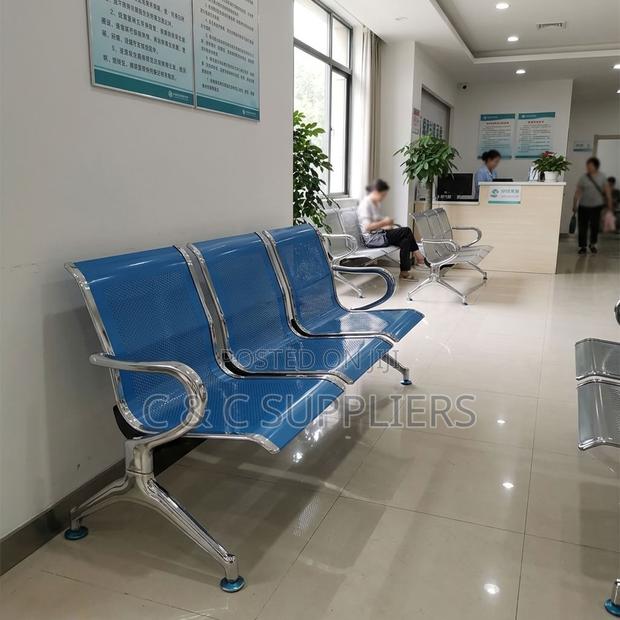 3-Seater Non Padded Blue Waiting Area Bench - thumbnail 3