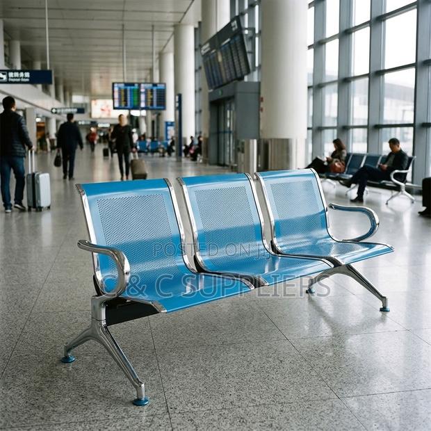 3-Seater Non Padded Blue Waiting Area Bench - thumbnail 4