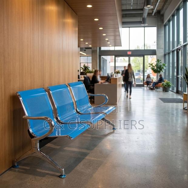 3-Seater Non Padded Blue Waiting Area Bench - thumbnail 13