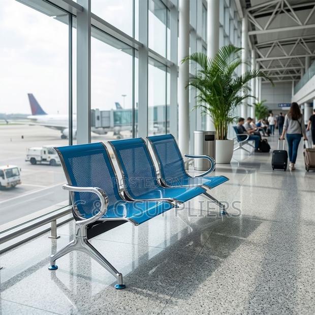 3-Seater Non Padded Blue Waiting Area Bench - thumbnail 6