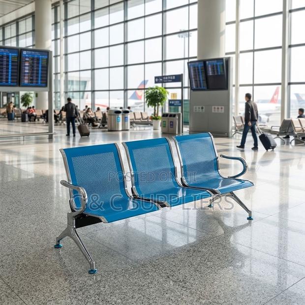 3-Seater Non Padded Blue Waiting Area Bench - thumbnail 8