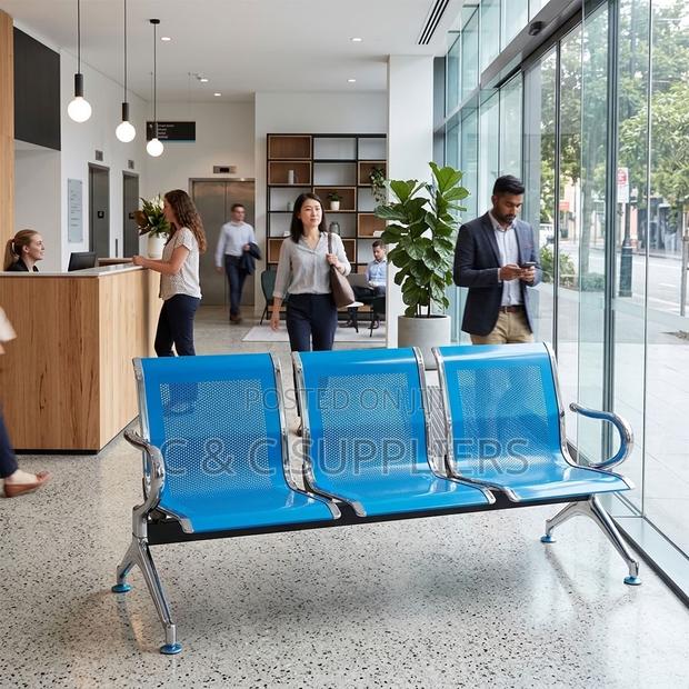3-Seater Non Padded Blue Waiting Area Bench - thumbnail 12