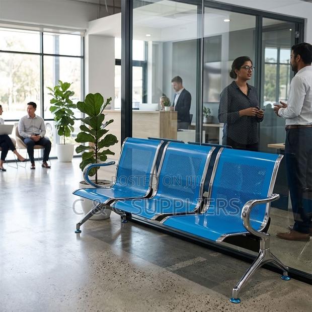 3-Seater Non Padded Blue Waiting Area Bench - thumbnail 10