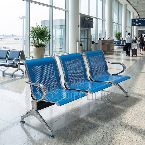 3-Seater Non Padded Blue Waiting Area Bench - thumbnail 9