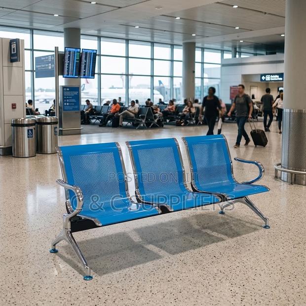 3-Seater Non Padded Blue Waiting Area Bench - thumbnail 7