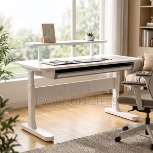 White Manual Adjustable Study Desk-120cm