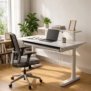 White Manual Adjustable Study Desk-120cm
