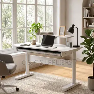 White Manual Adjustable Study Desk-120cm