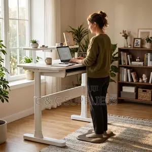 White Manual Adjustable Study Desk-120cm