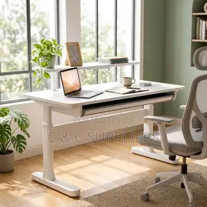 White Manual Adjustable Study Desk-120cm