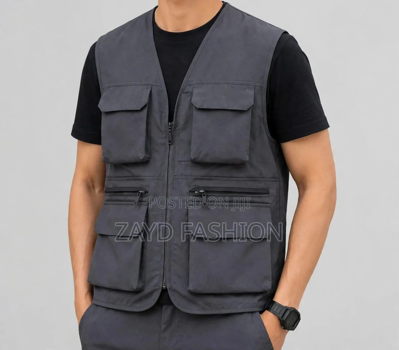 Grey Sleeveless Tactical Jacket