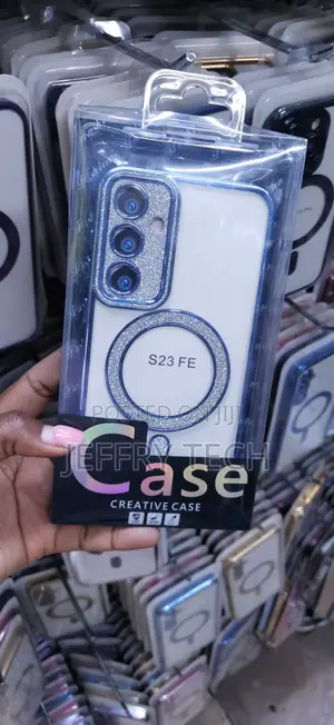 Clear, Glitter-Trimmed Samsung Galaxy S23 FE Magnetic TPU Phone Case