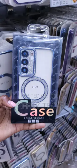 Blue and Clear Magnetic Glitter Phone Case Designed With MagSafe Ring