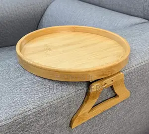 Round Bamboo Sofa Arm Rest Organizer
