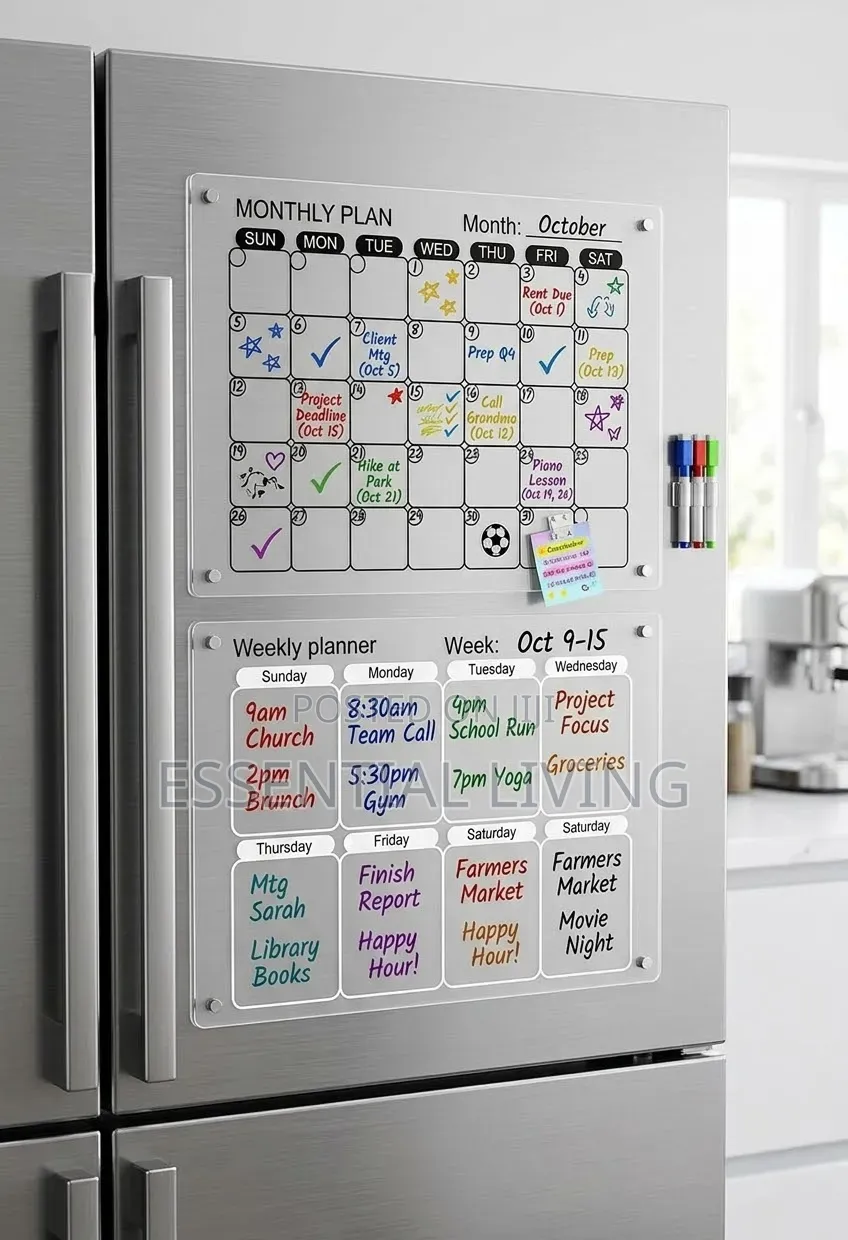 Magnetic Monthly & Weekly Planner Acrylic Fridge Calendar Set