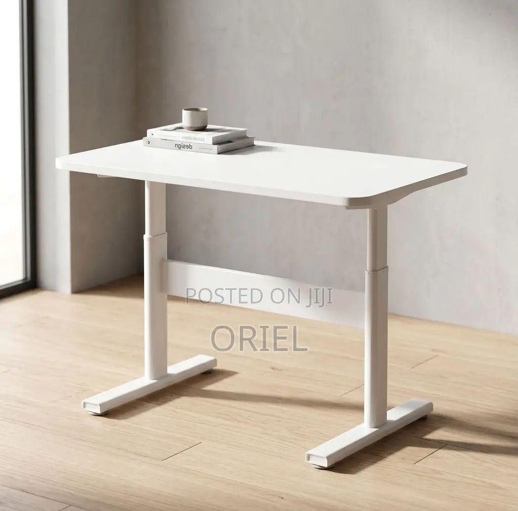 Office Desk : 1200Mm Manual Adjustable White Desk