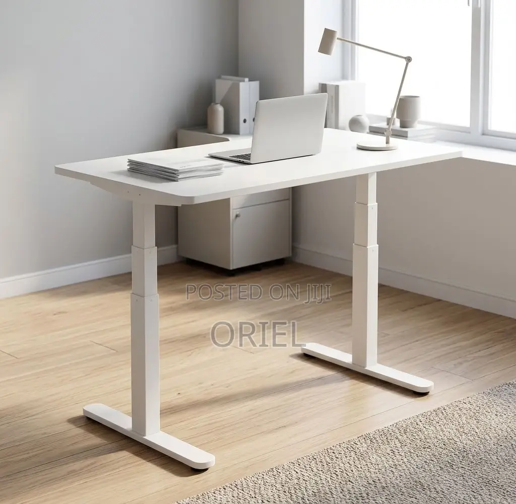 Office Desk : 1200Mm Manual Adjustable White Desk