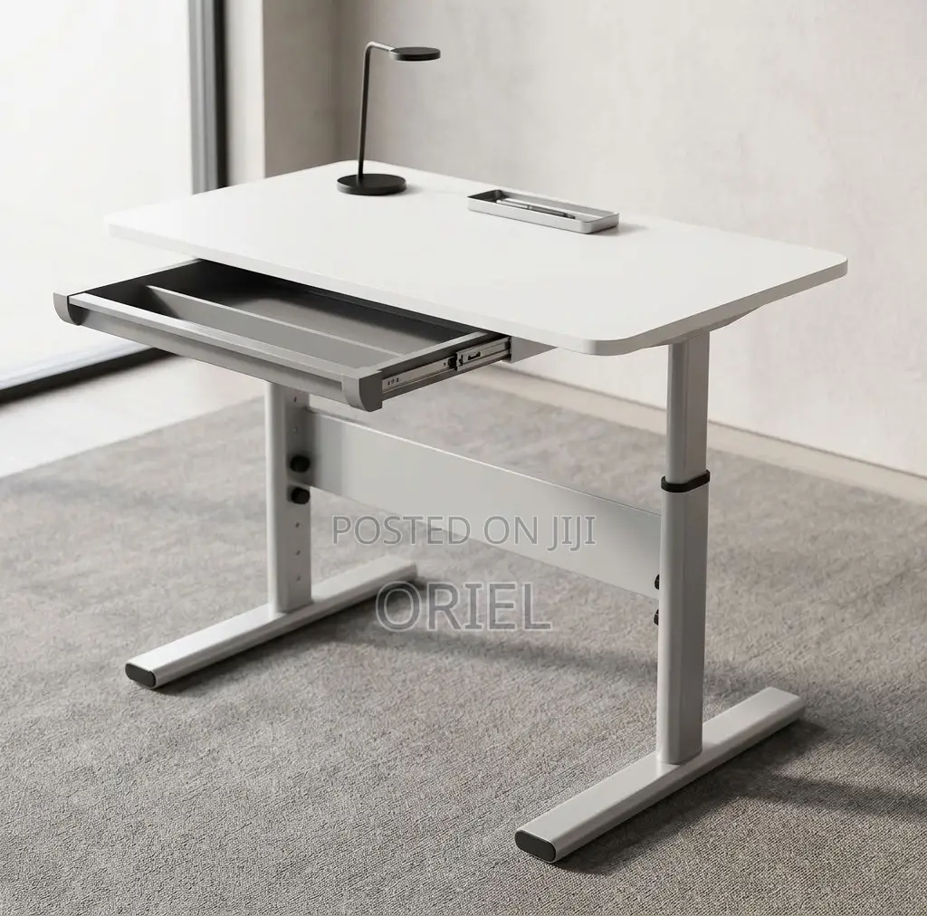 Office Desk : 1200Mm Manual Adjustable White Desk