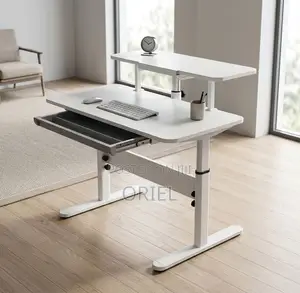 Office Desk : 1200Mm Manual Adjustable White Desk