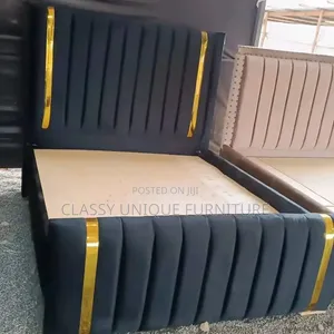 5x6 Black Fully Upholstered Bed