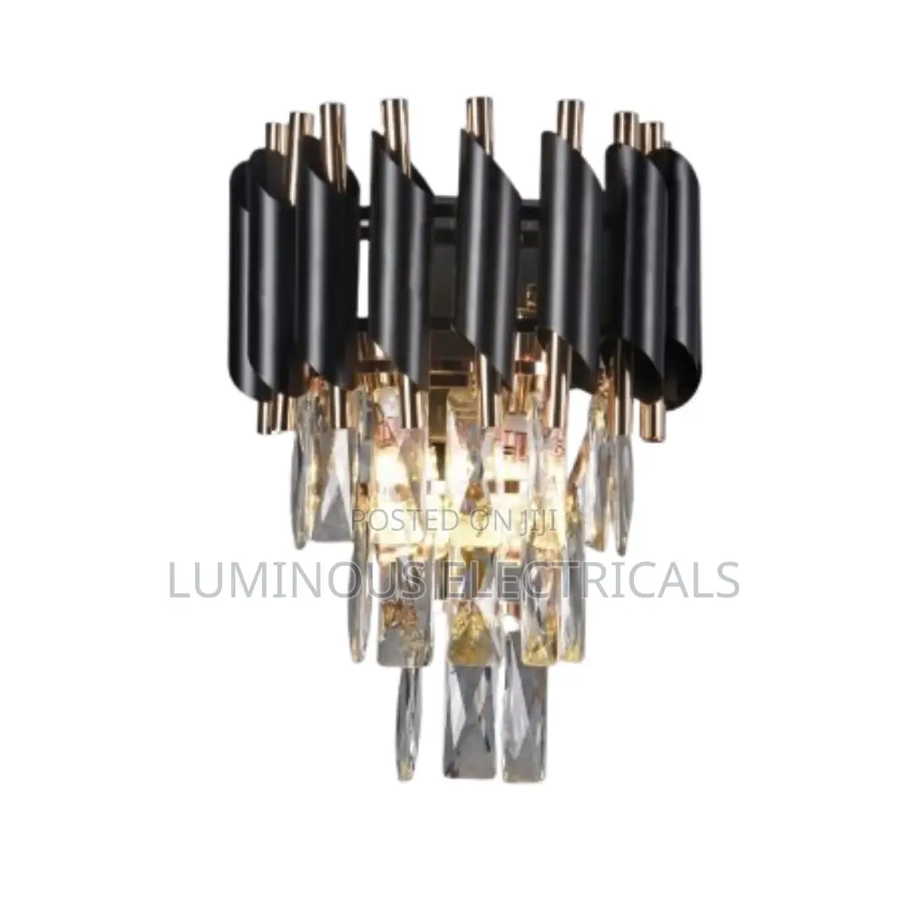 Black and Gold Crystal Wall Bracket Light – Modern Wall Sconce