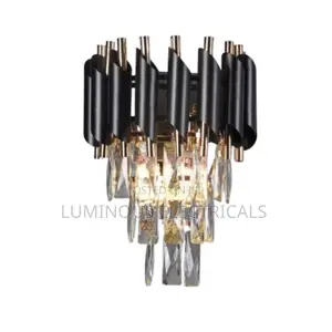 Black and Gold Crystal Wall Bracket Light – Modern Wall Sconce
