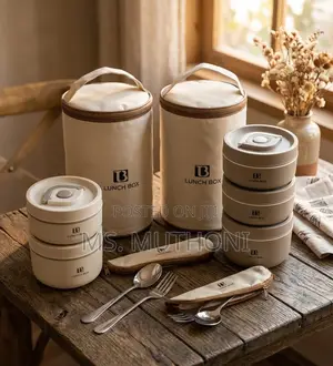 Beige 3-Tier Insulated Lunch Box Bundle (1460ML)