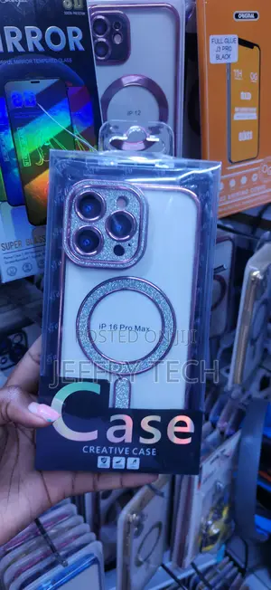 Gold-Trimmed, Rhinestone MagSafe Clear Case for the iPhone 16 Pro Max
