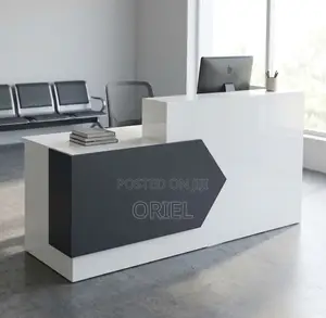 Office Reception Desk : 2M Black & White Reception Desk