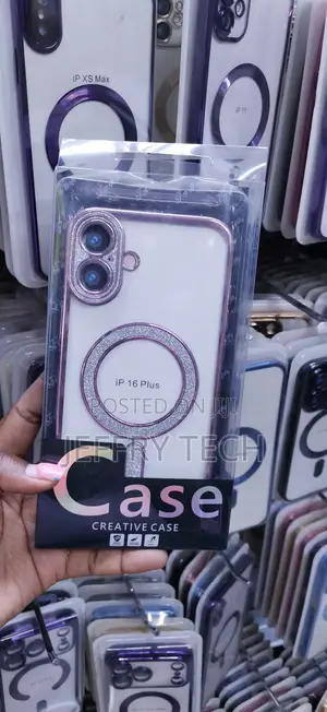 Pink Rhinestone MagSafe-compatible Clear TPU Case for iPhone 16 Plus