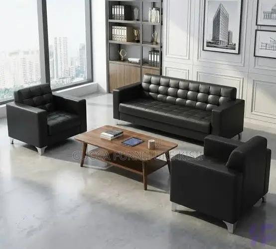 5 Seater Leatherette Office Reception Couch