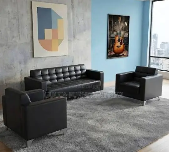 5 Seater Leatherette Office Reception Couch