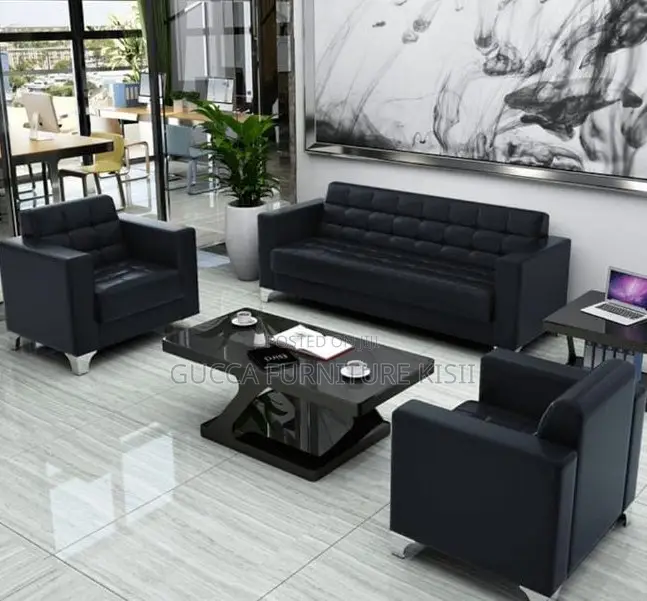 5 Seater Leatherette Office Reception Couch