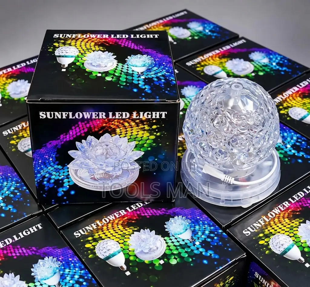 Sunflower LED Light Rotating Crystal Magic Ball Disco Party Stage Lamp