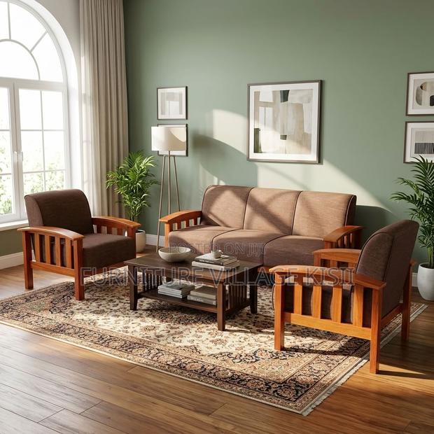 5-Seater Brown Fabric Office Sofa - thumbnail 10