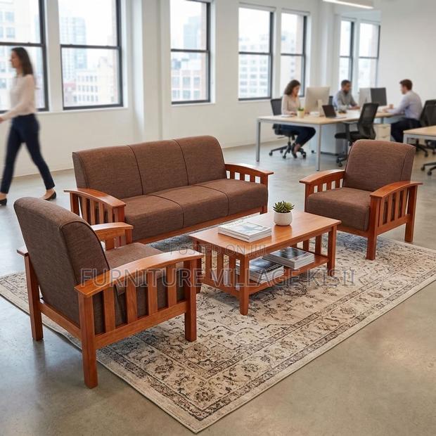 5-Seater Brown Fabric Office Sofa - thumbnail 11