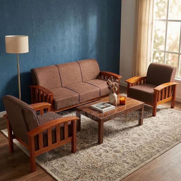 5-Seater Brown Fabric Office Sofa - thumbnail 14