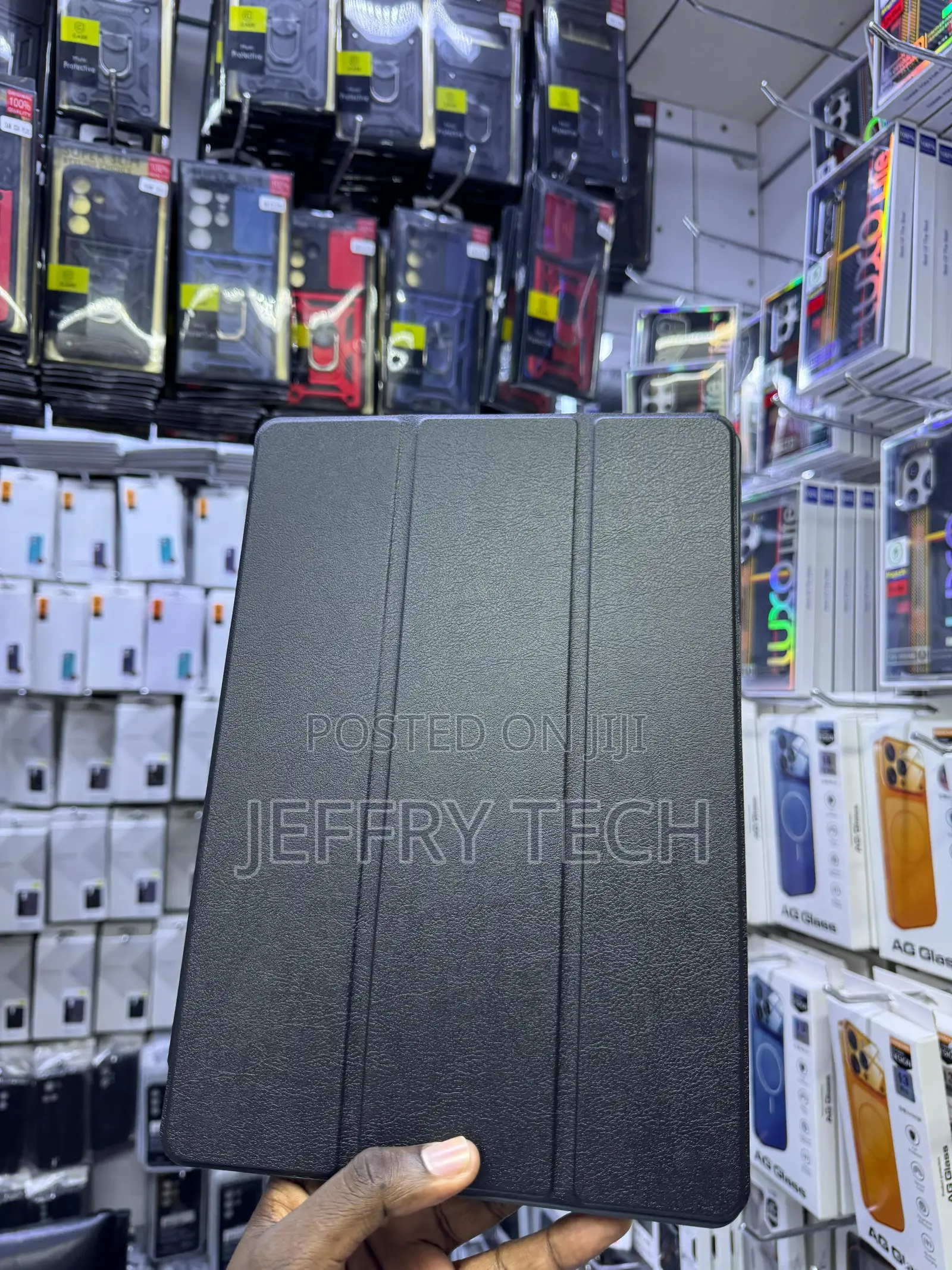 Tri-Fold Smart Folio Tablet Case a Textured Black Samsung Galaxy Tab