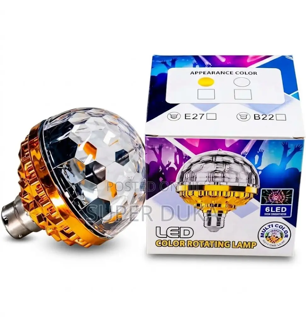 Disco Light Bulb B22 Bayonet Rotating Crystal Magic Ball Multicolor