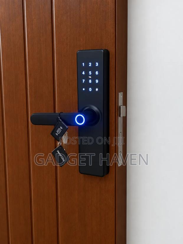 Smart Door Lock With Fingerprint,Pin Code and Key Unlocking Options - main view