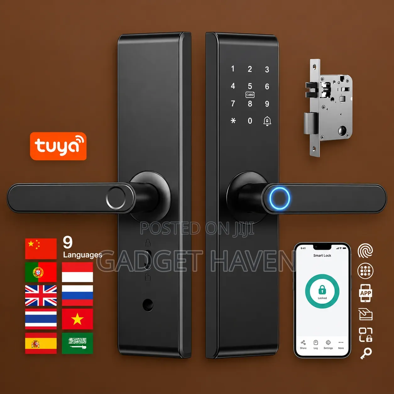 Smart Door Lock With Fingerprint,Pin Code and Key Unlocking Options