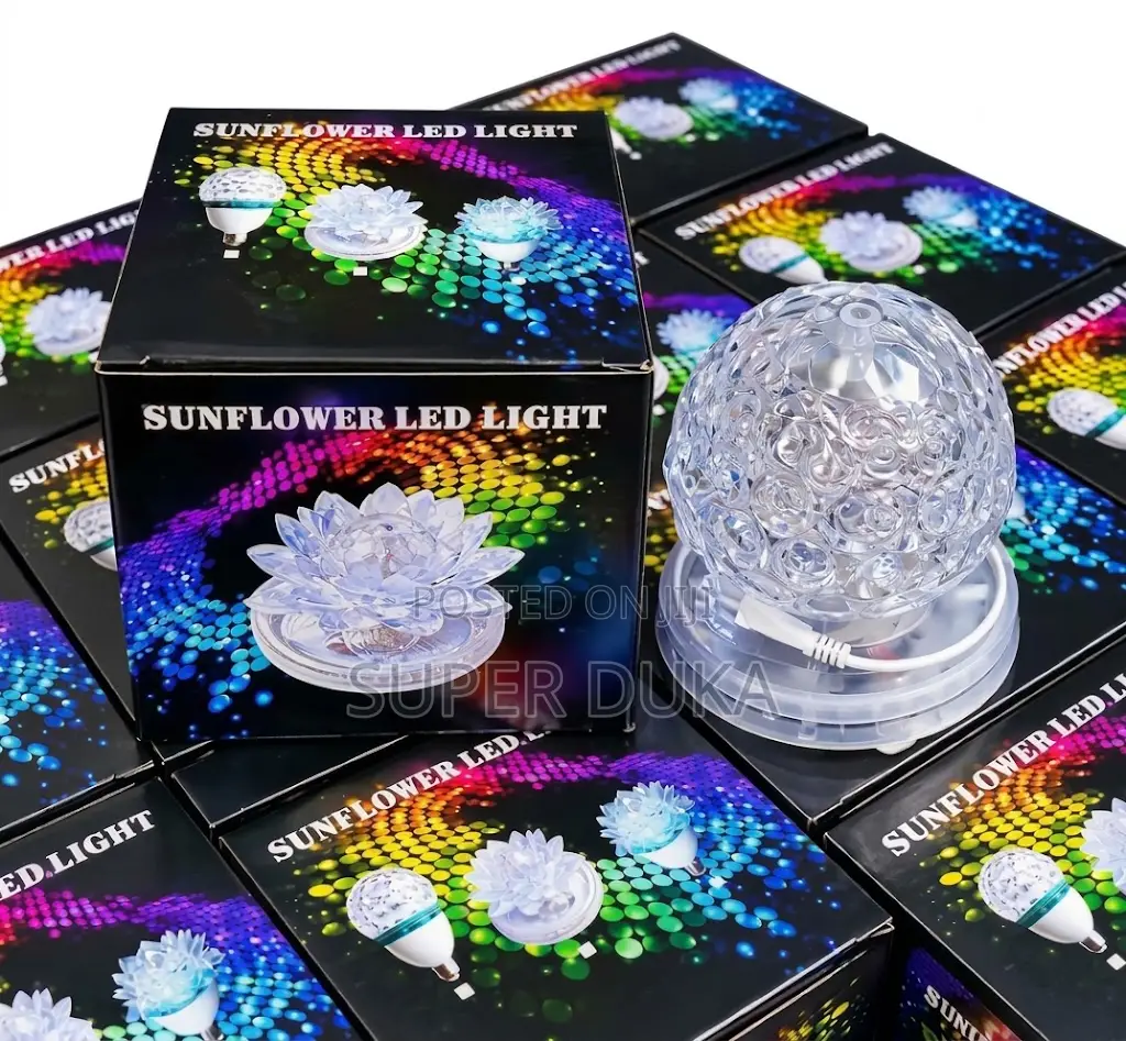Sunflower LED Light Rotating Crystal Magic Ball Disco Party Stage Lamp