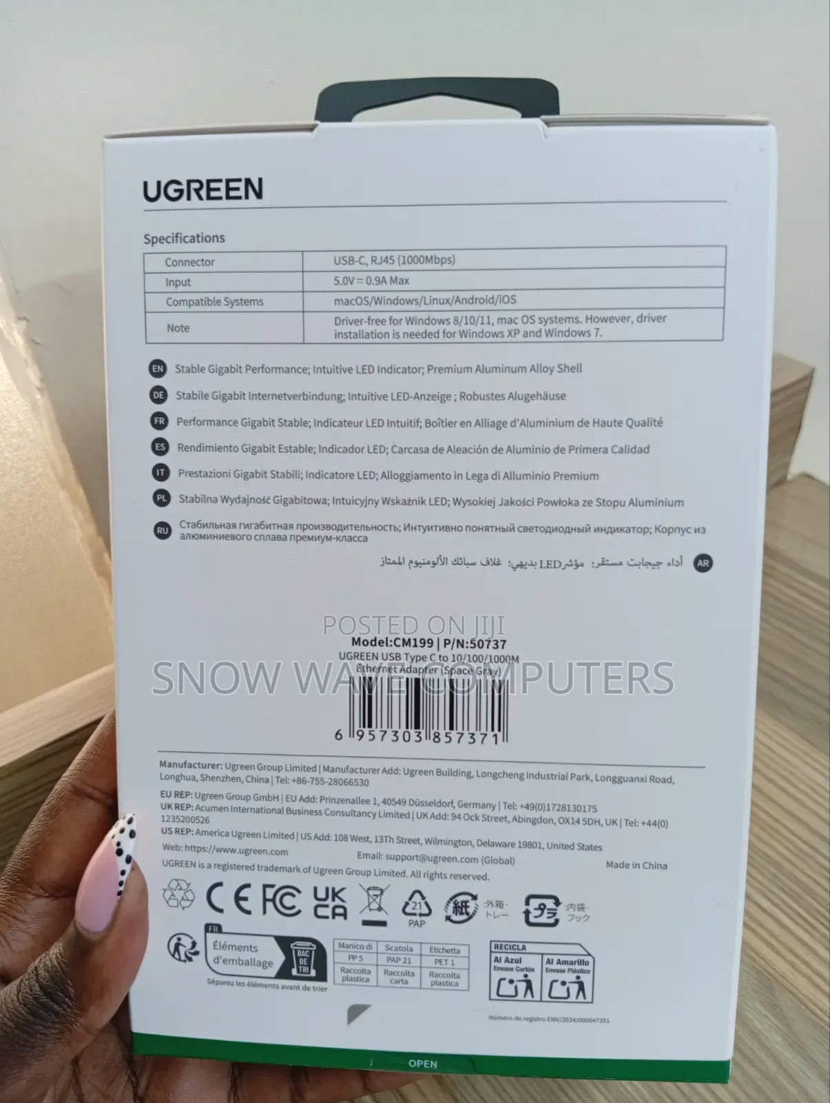 Ugreen High Speed Type C to Gigabit Ethernet Adapter 1000mbps