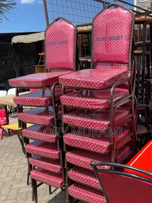 Red Conference Coated Chairs With Logo Printed