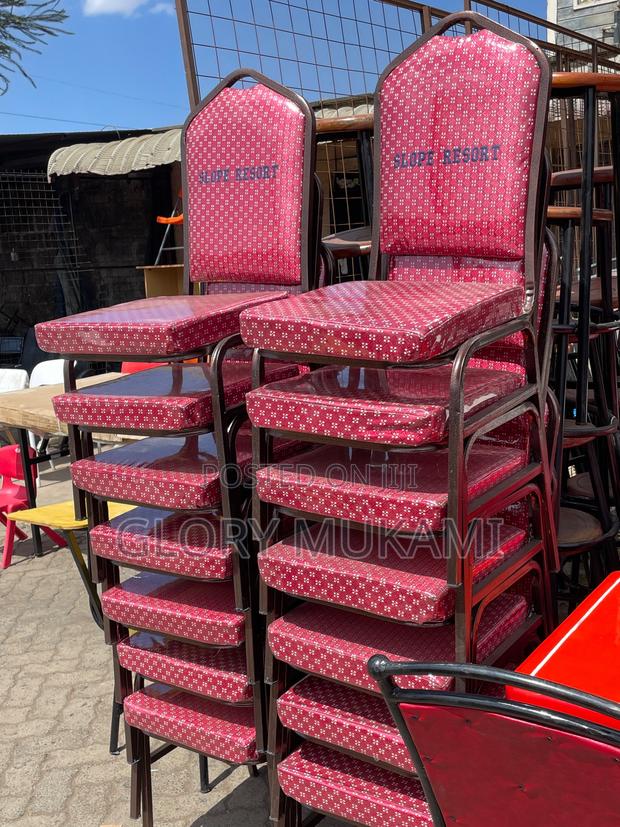 Red Conference Coated Chairs With Logo Printed