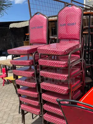 Red Conference Coated Chairs With Logo Printed