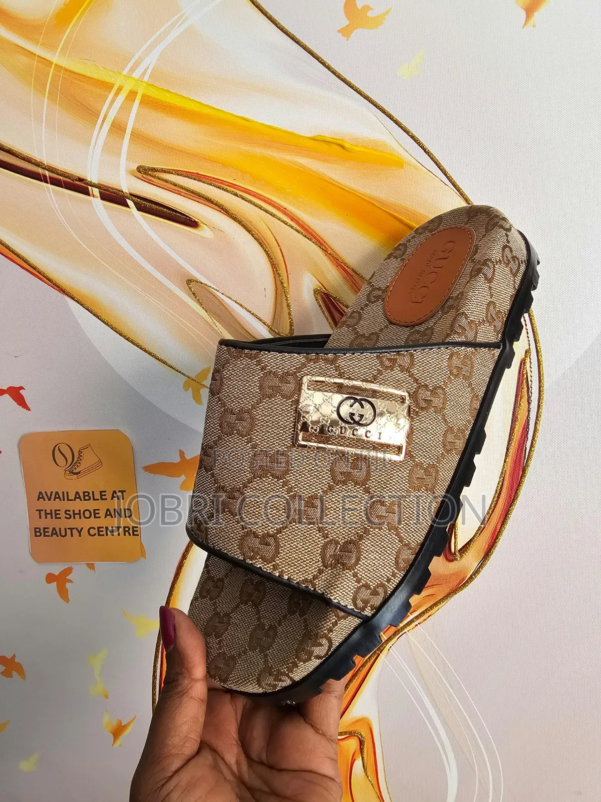 Designer Brown Gucci Open Sandals/Slides