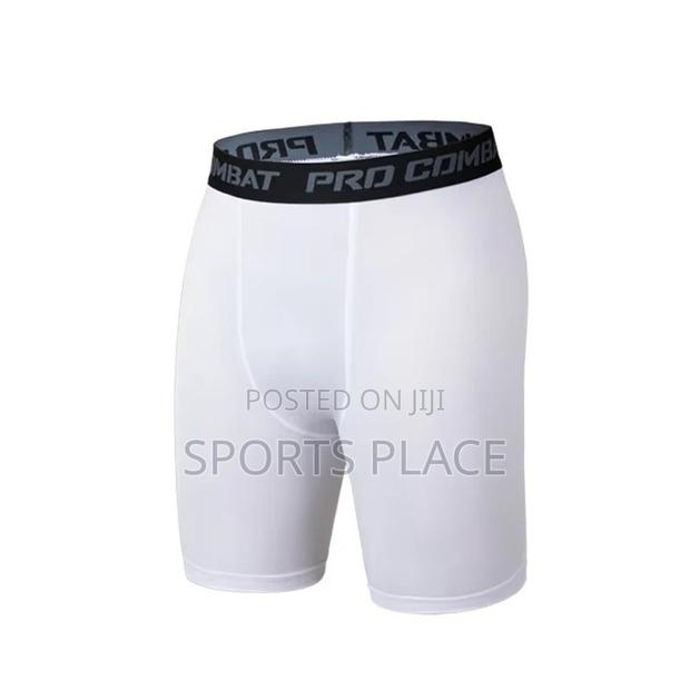 White Compression Leggings Shorts - Men's Gym/Running Gear